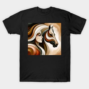 Queen and her horse by Charlotte VanRoss( cvanross) T-Shirt